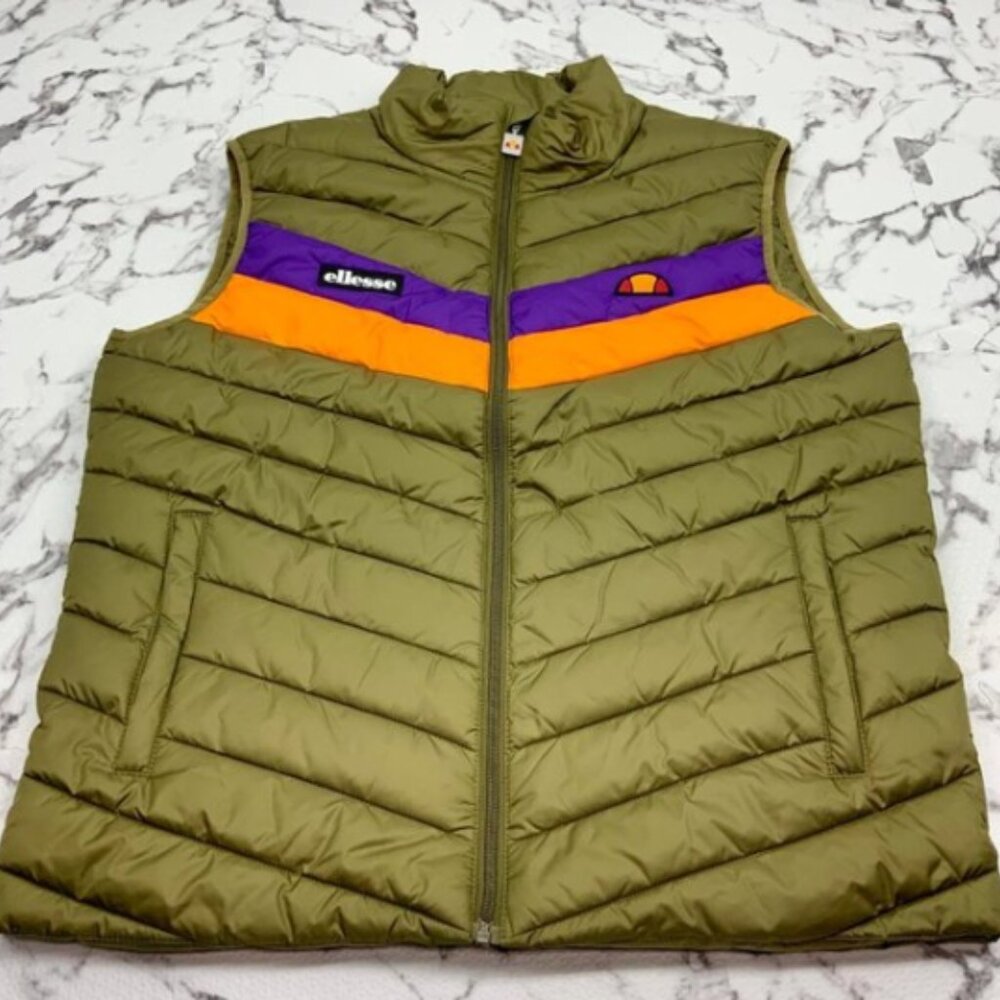 Men’s Ellesse Olive Green Padded Vest NWT